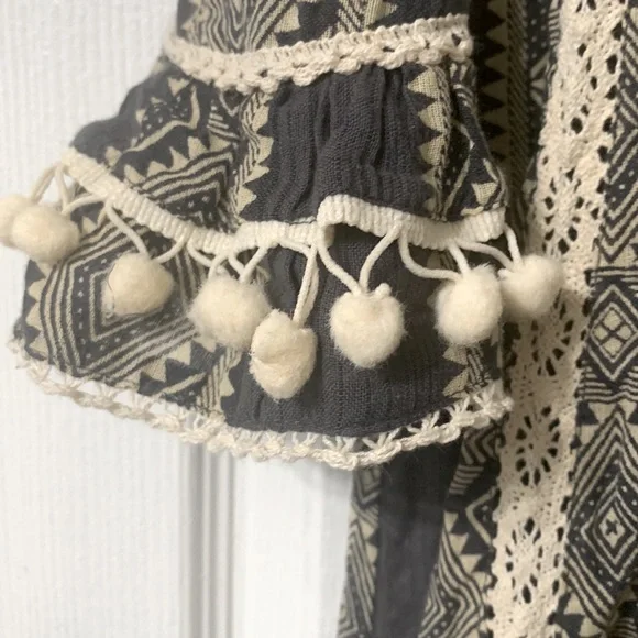 Z&L Ethnic Print Boho Cotton Maxi Dress Medium - Picture 4 of 7